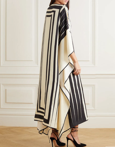 Beige And Black Soft Satin Silk Kaftan Buy Luxury Silk Kaftan Online